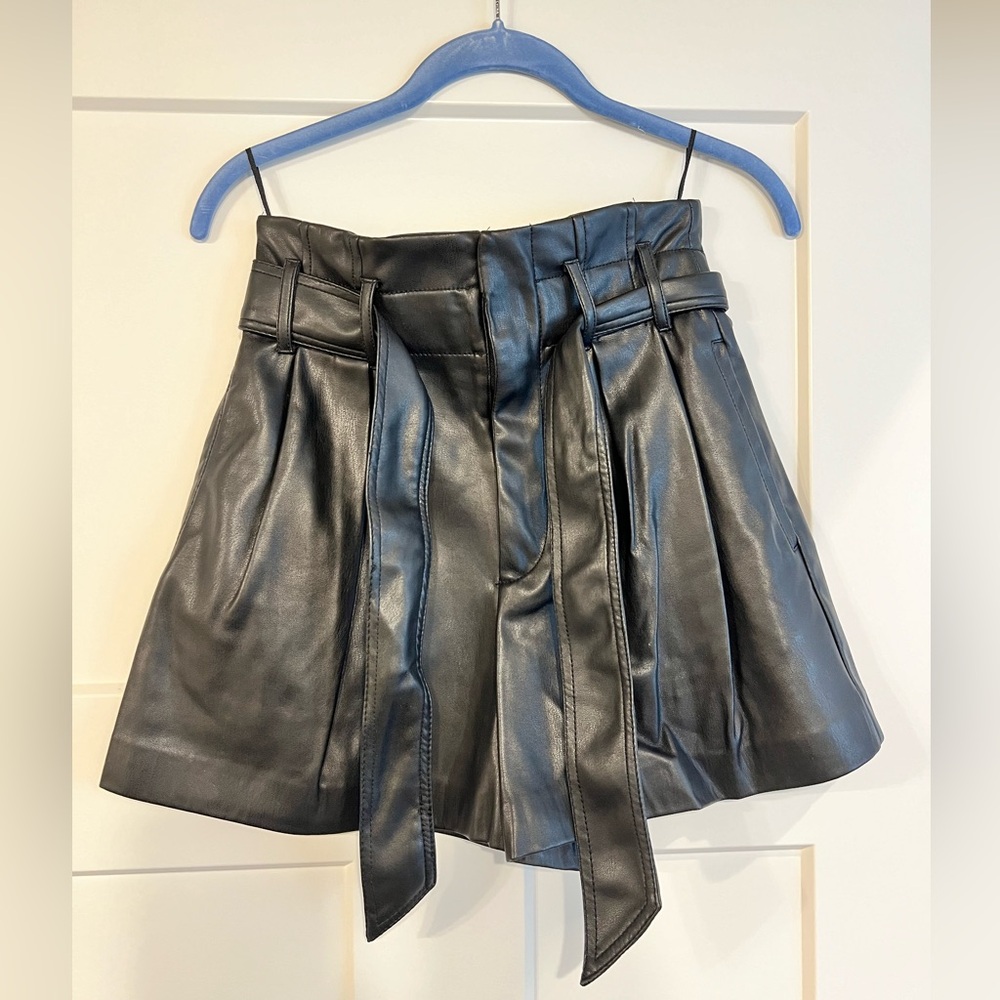 Zara Black Leather Shorts